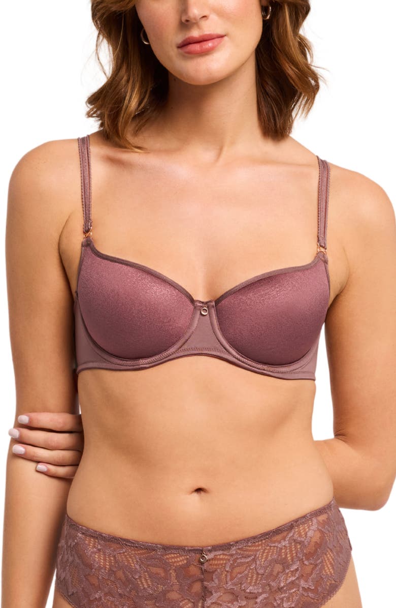 Montelle Intimates Metallic Underwire Spacer Balconette Bra, Alternate, color, Woodrose