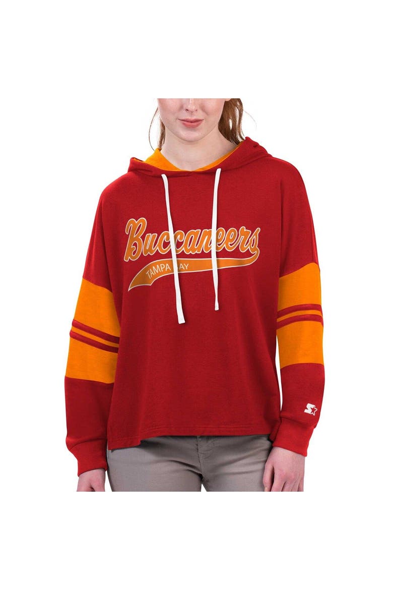 Women's Starter Red Tampa Bay Buccaneers Bump And Run Long Sleeve Hoodie T-Shirt, Main, color, Red