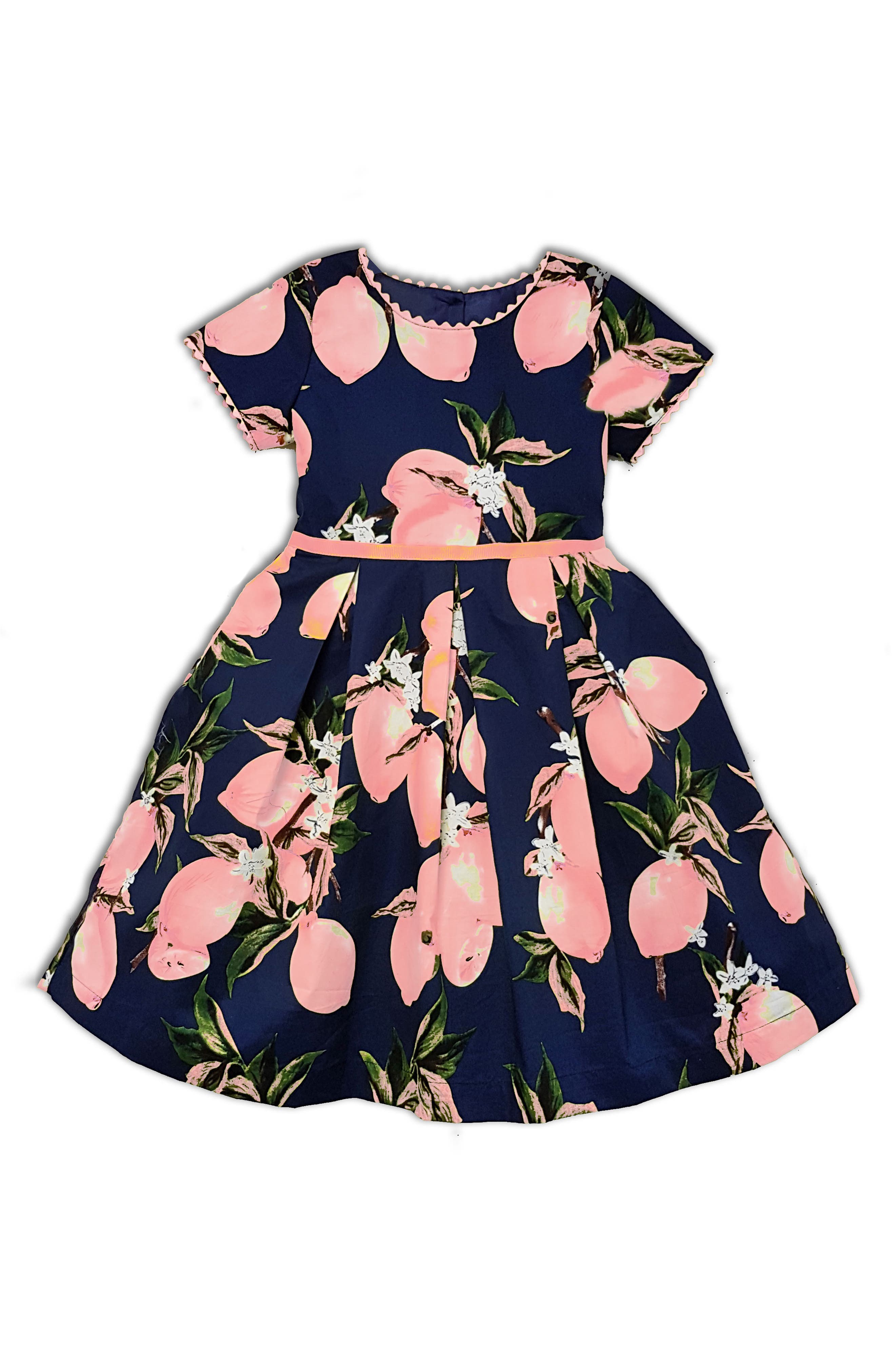 JOE-ELLA Kids' Lemon Print Cotton Dress