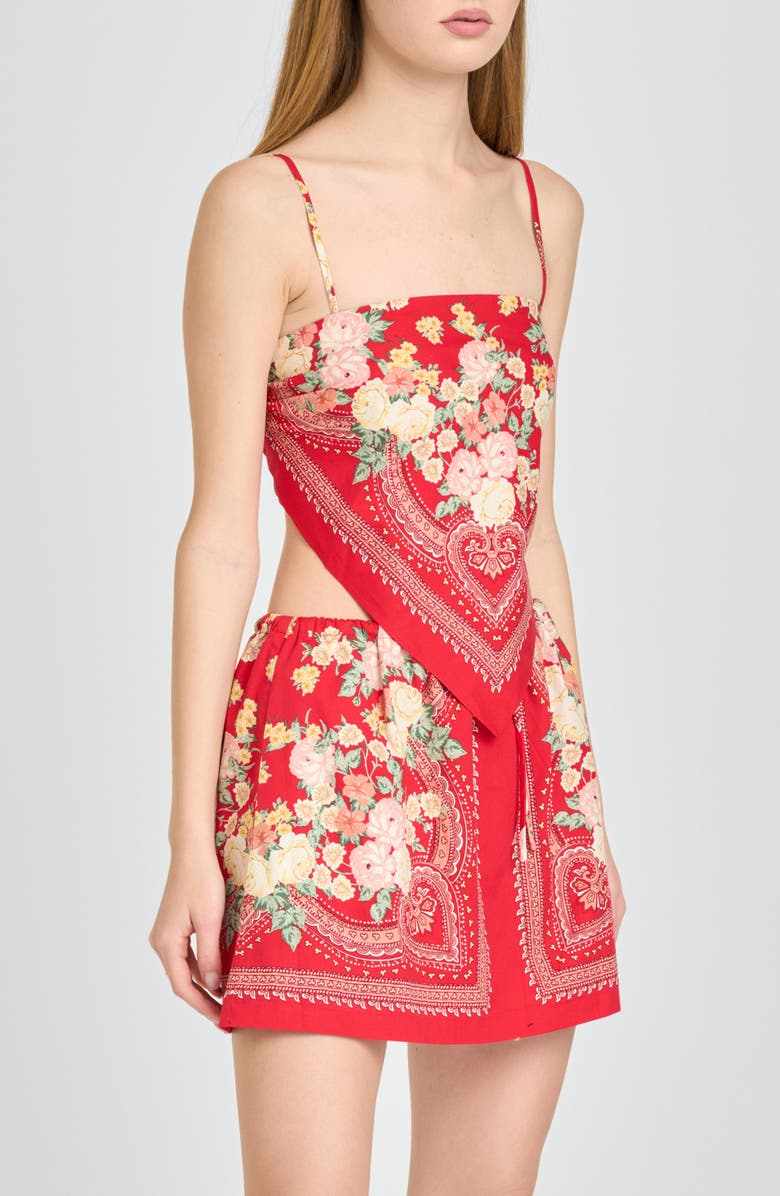 WAYF Luna Floral Scarf Camisole, Alternate, color, Red Scarf