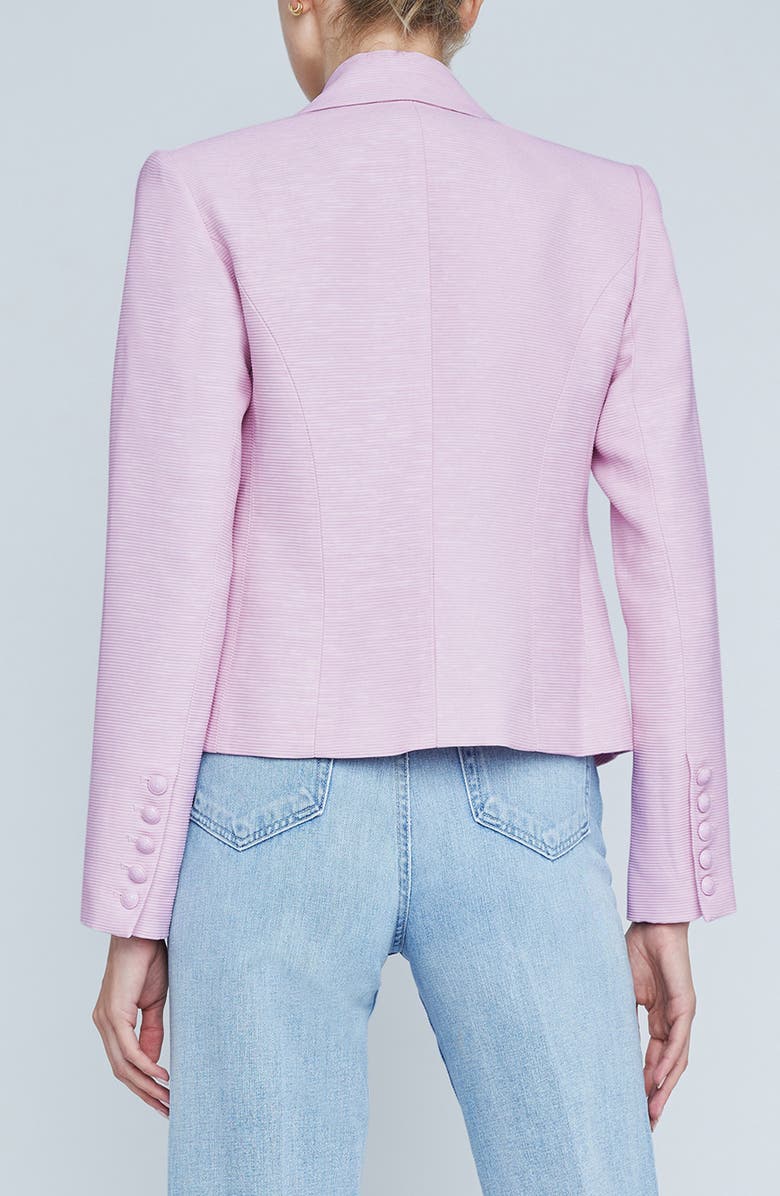 L'AGENCE Brooke Texture Double Breasted Crop Blazer, Alternate, color, Lilac Snow/Sketch Chain