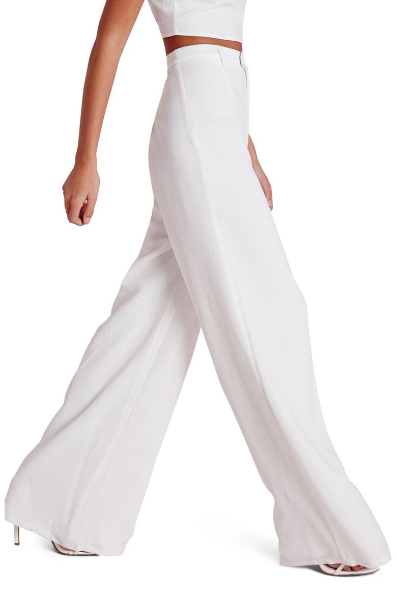High Waist Wide Leg Crepe Trousers, Alternate, color, WHITE