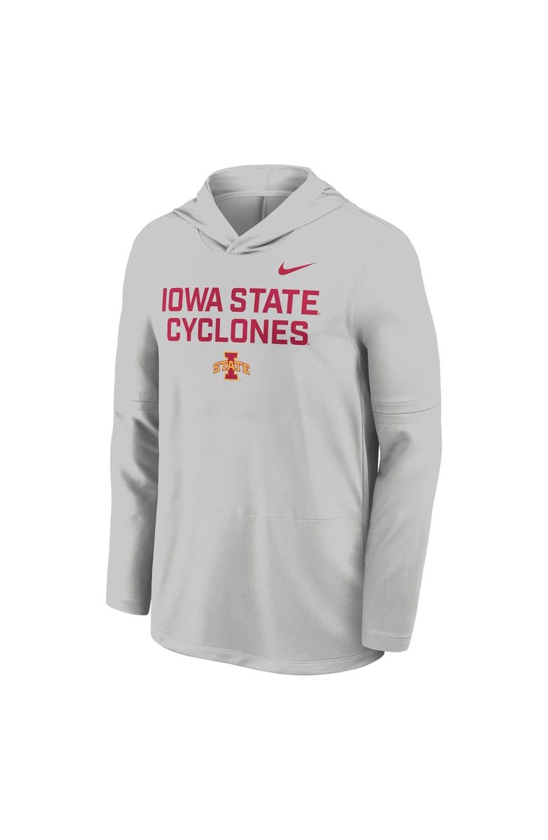 Nike Men's Nike Gray Iowa State Cyclones 2025 Sideline Dri-FIT Long Sleeve Hoodie T-Shirt, Alternate, color, 