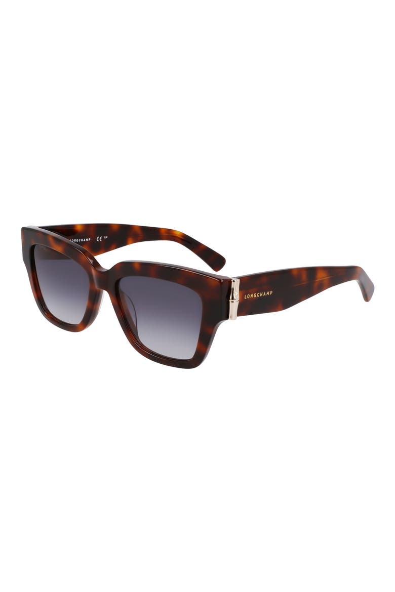 53mm Gradient Modified Rectangular Sunglasses, Alternate, color, HAVANA