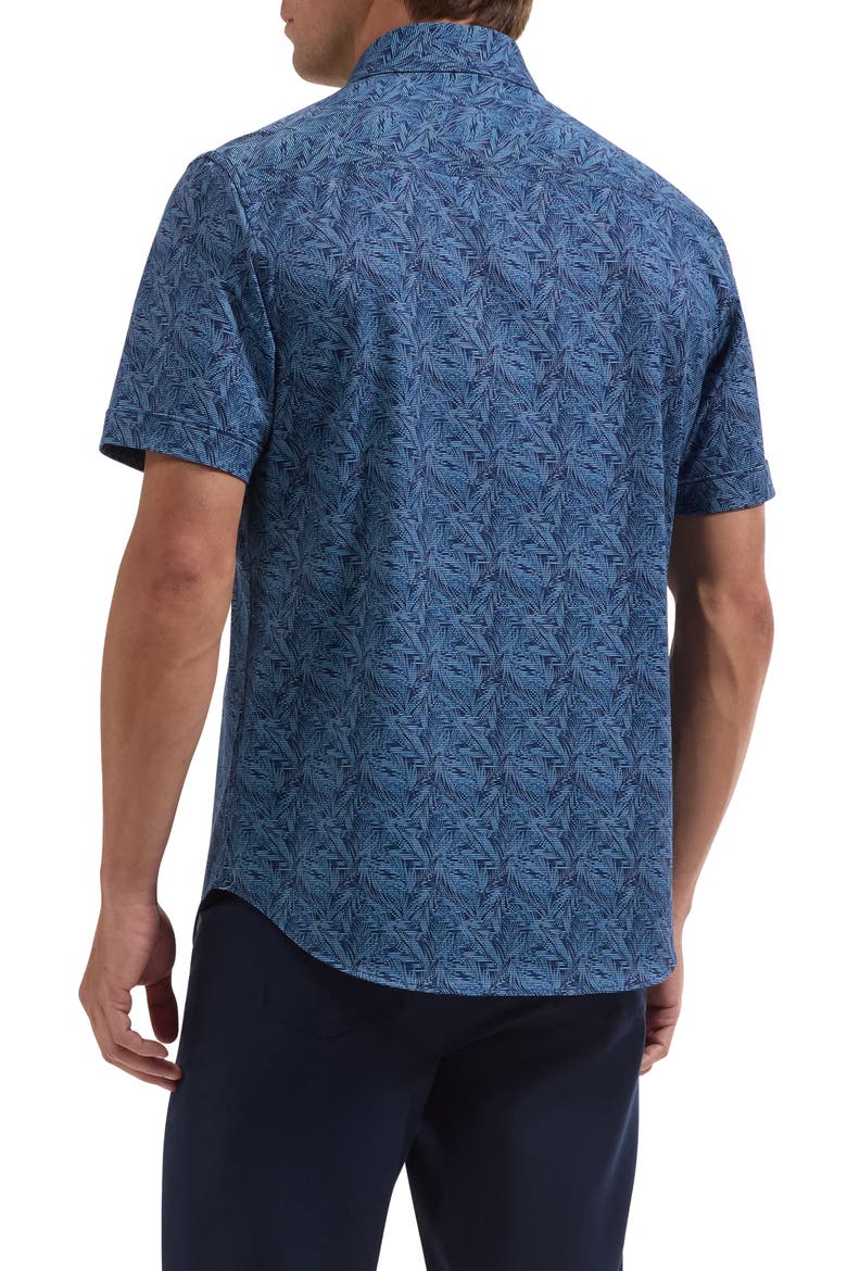 Miles OoohCotton® Print Short Sleeve Button-Up Shirt, Alternate, color, NAVY