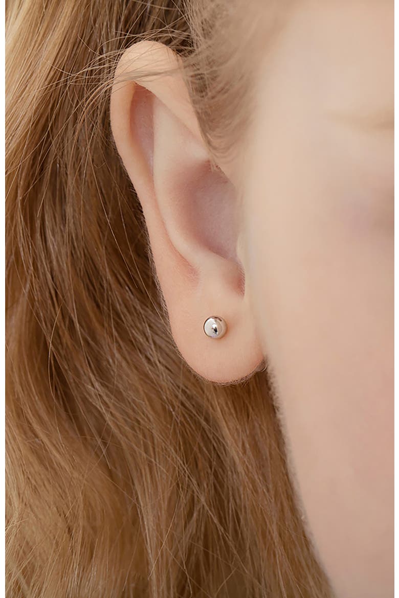 14k Classic Ball White Gold Earrings, Alternate, color, Silver