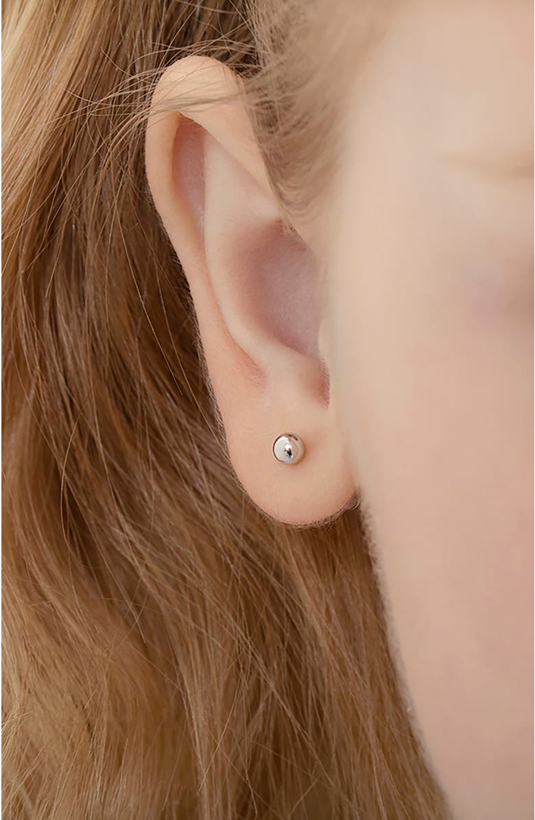 In Season Jewelry 14k Classic Ball White Gold Earrings, Alternate, color, Silver