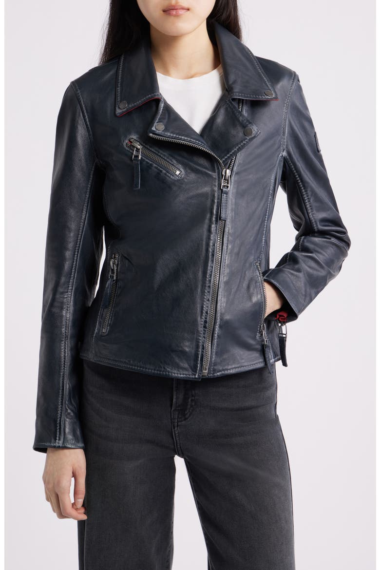 Betsy Leather Jacket, Main, color, NAVY