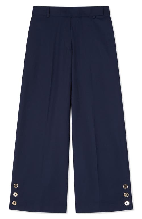 Lk Bennett Keaton Button Detail Crop Straight Leg Trousers In Midnight