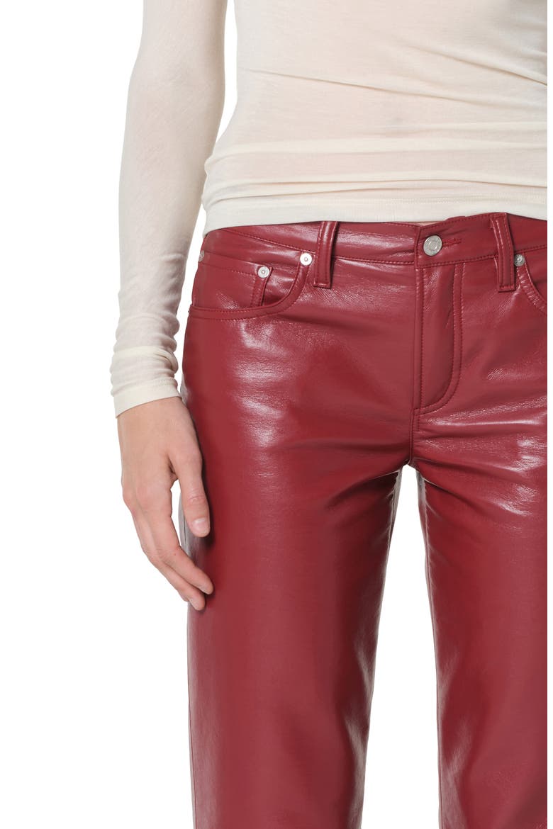 Leather Blend Straight Leg Pants, Alternate, color, BRICK DARK DUSTY RED