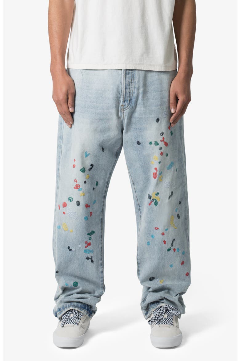 Ultra Baggy Paint Stitched Jeans, Main, color, LIGHT BLUE