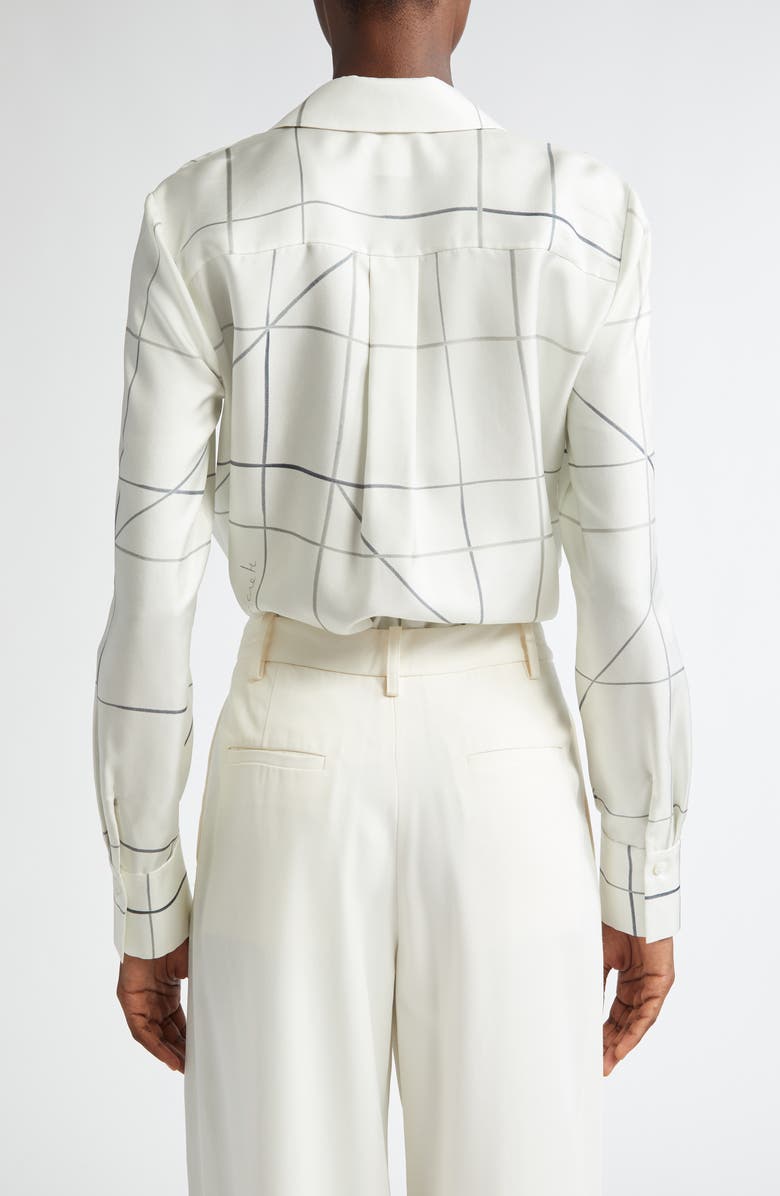 Lafayette 148 New York Scottie Floor Plan Print Silk Button-Up Shirt, Alternate, color, 