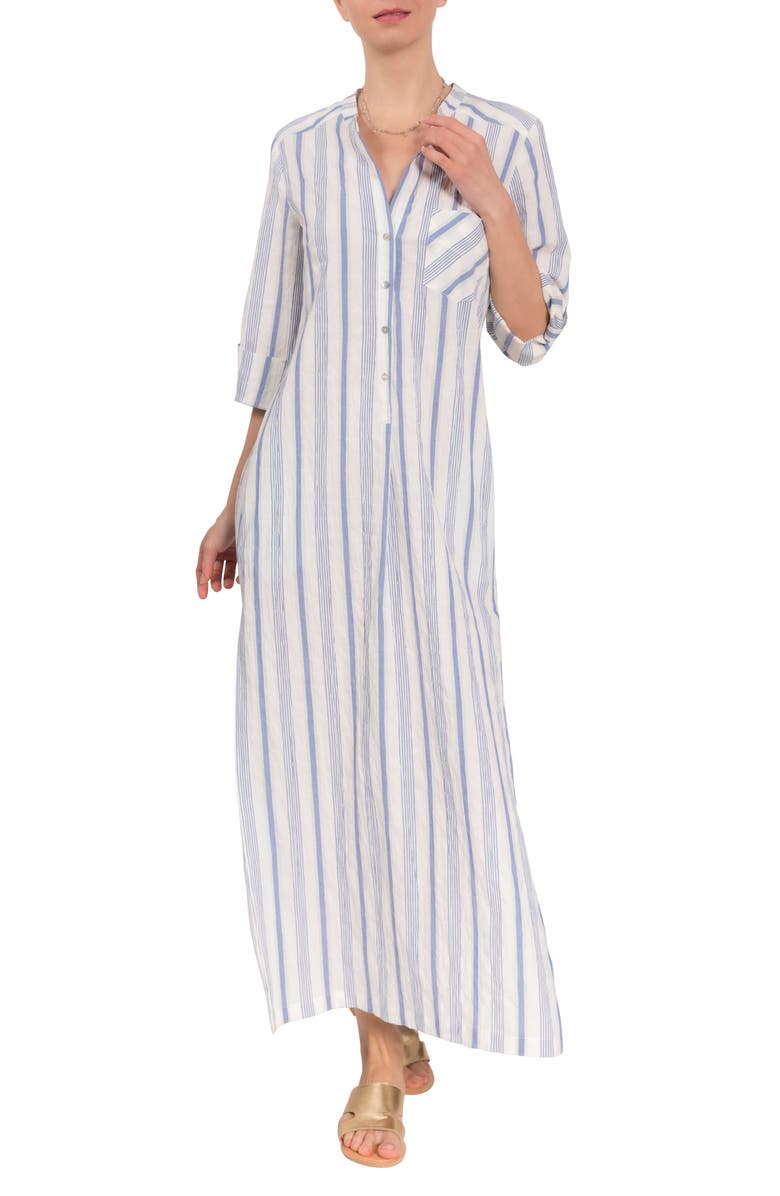 Everyday Ritual Tracey Stripe Cotton Nightgown, Main, color, Blueberry Stripe