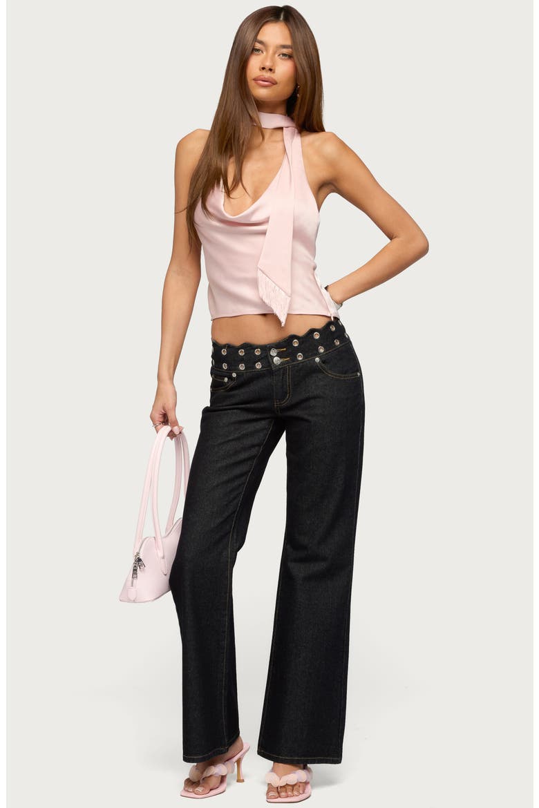 Satin Effect Cowl Neck Scarf Top, Alternate, color, PINK