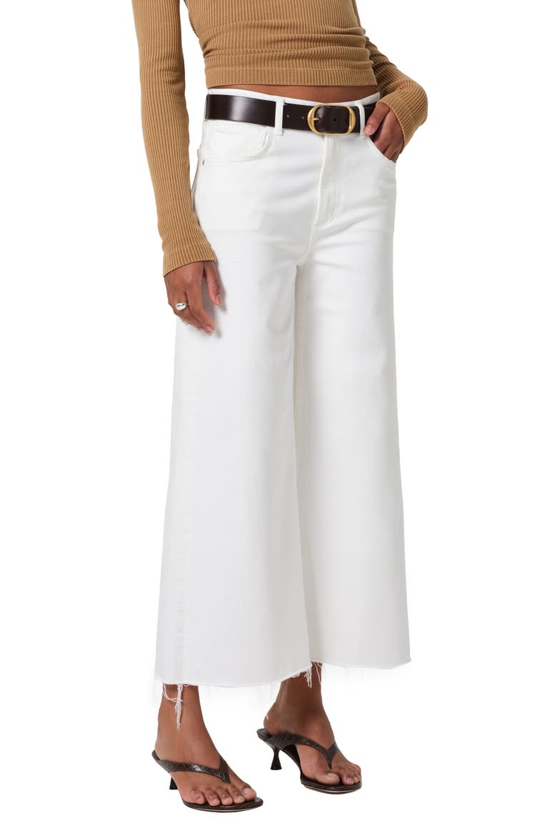 Lyra Raw Hem High Waist Crop Wide Leg Jeans, Main, color, SOFT WHITE