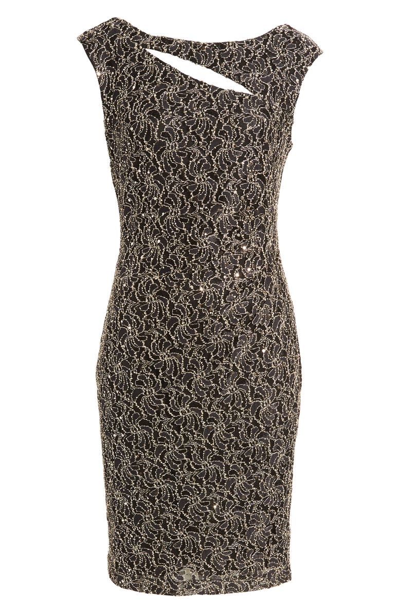 Connected Apparel Cutout Stretch Lace Sheath Dress, Alternate, color, 