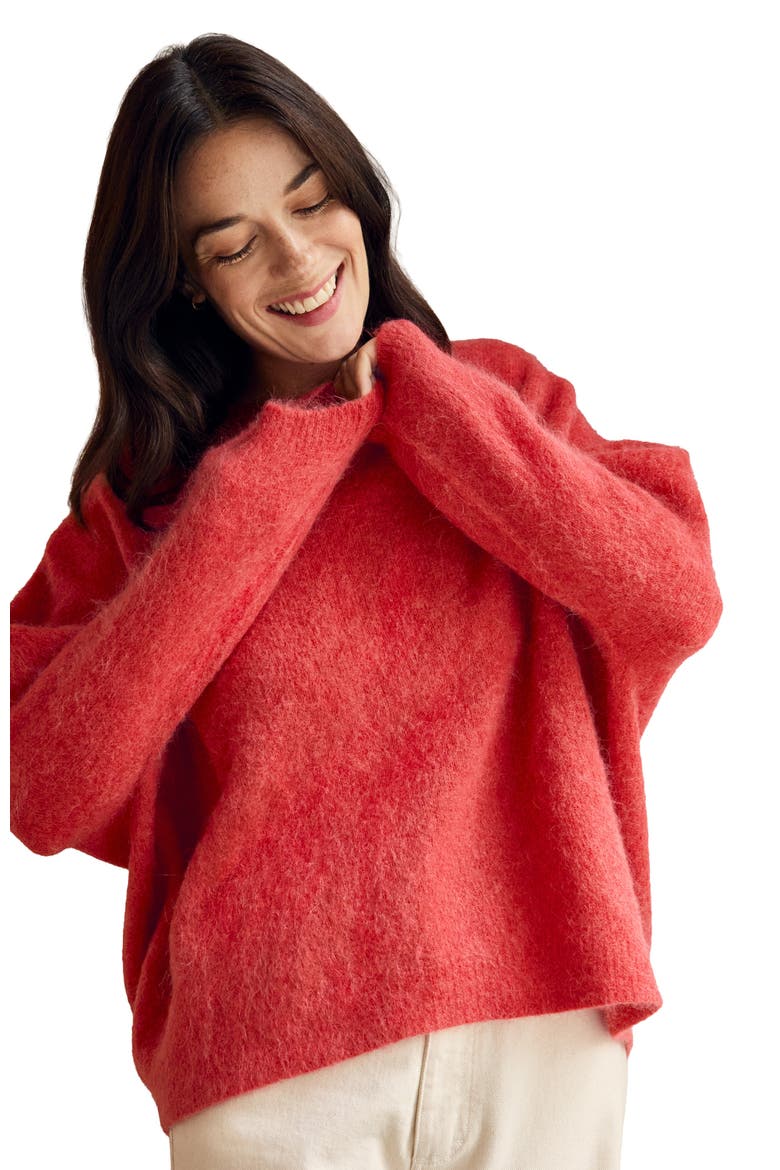 Crew Neck Alpaca Sweater, Main, color, Red Orange