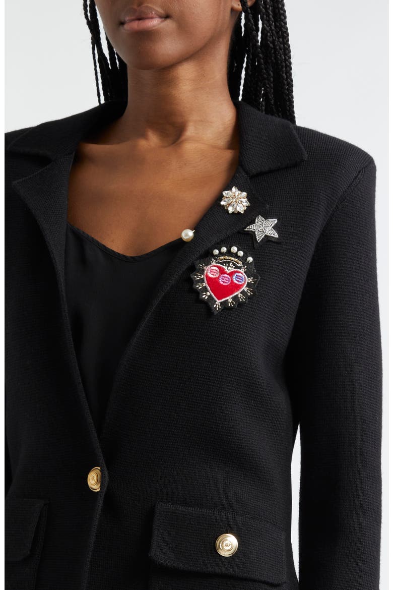 Laynee Patch Detail Wool Blend Blazer, Alternate, color, BLACK