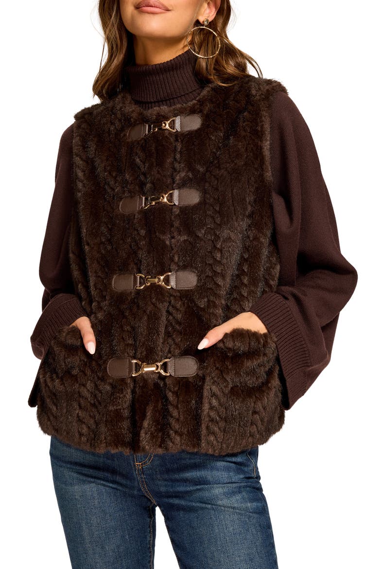 Minnie Faux Fur Vest, Main, color, HERITAGE BROWN