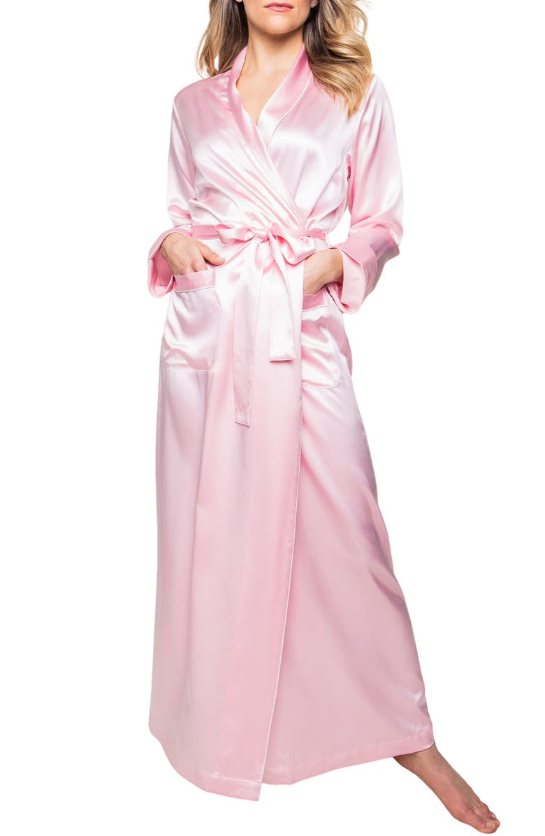 Petite Plume Silk Robe, Main, color, Pink