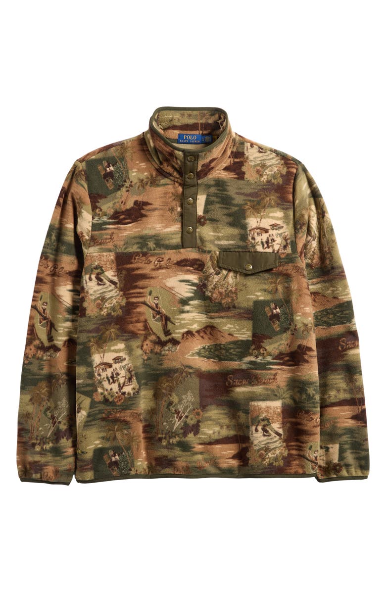 Polo Ralph Lauren Camo Ski Scene Fleece Half Snap Pullover, Alternate, color, 