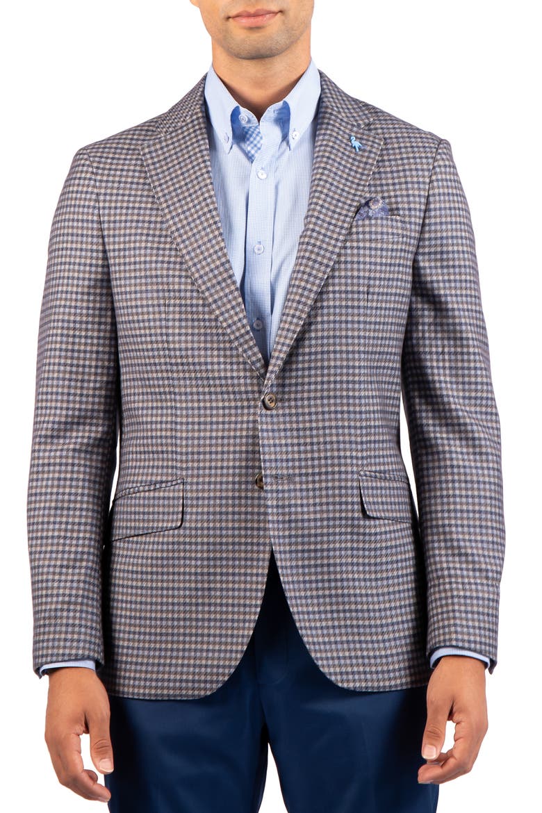 Gingham Textured Sport Coat, Main, color, BLUE