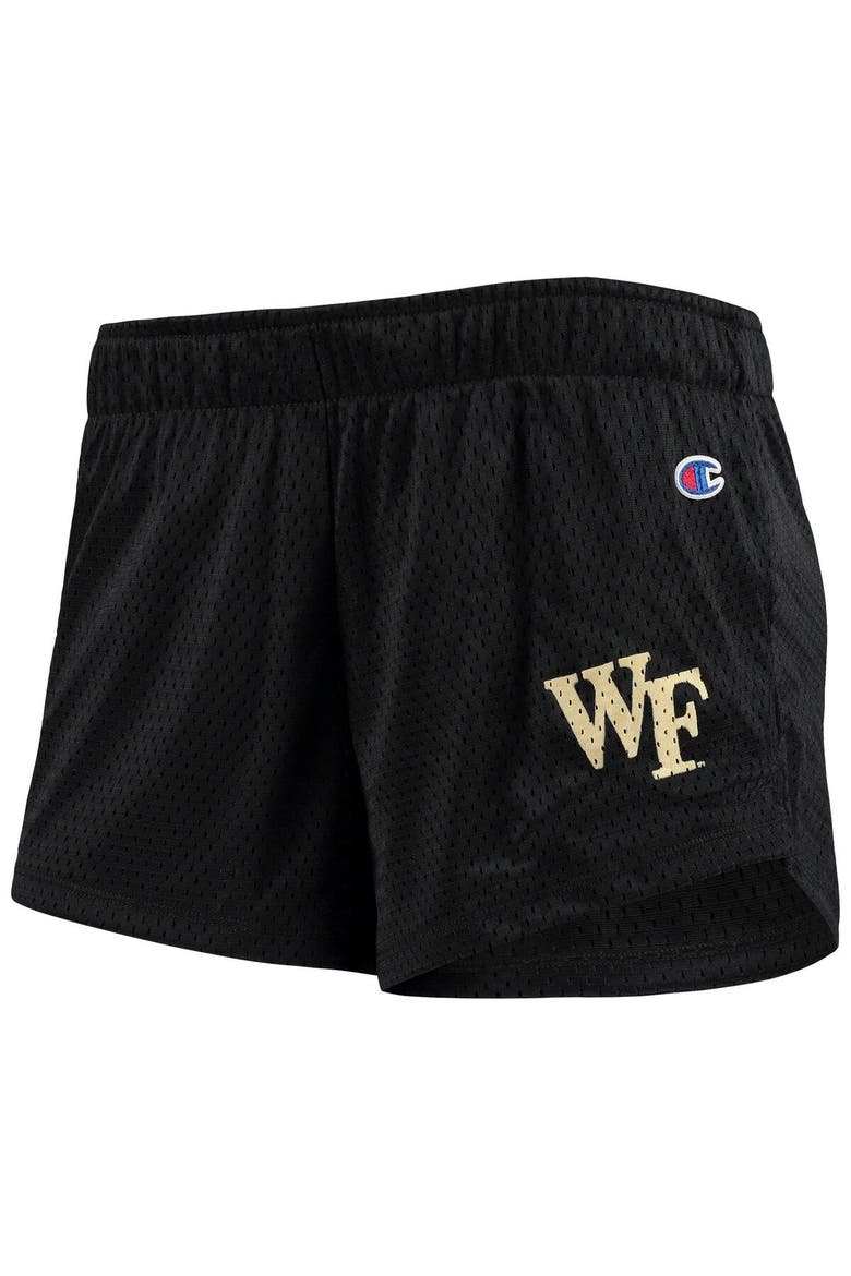 Women's Champion Black Wake Forest Demon Deacons Logo Mesh Shorts, Alternate, color, Black