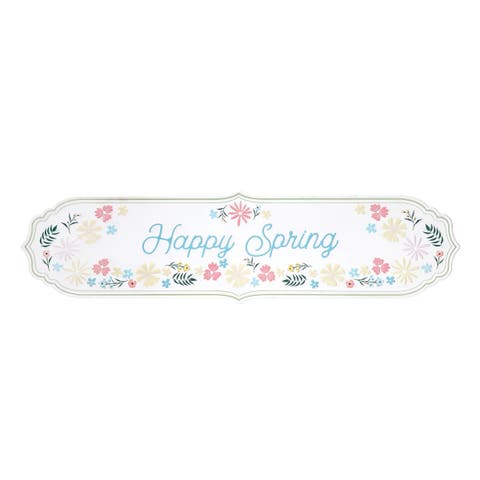 Happy Spring Floral Door or Wall Sign Decor 8.25" x 31.69"
