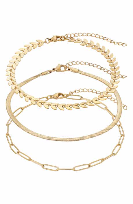 Adornia Set of 3 18K Gold Plated Chain Anklets