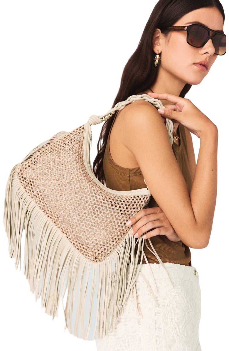 maje Hobo net bag, Alternate, color, Nude