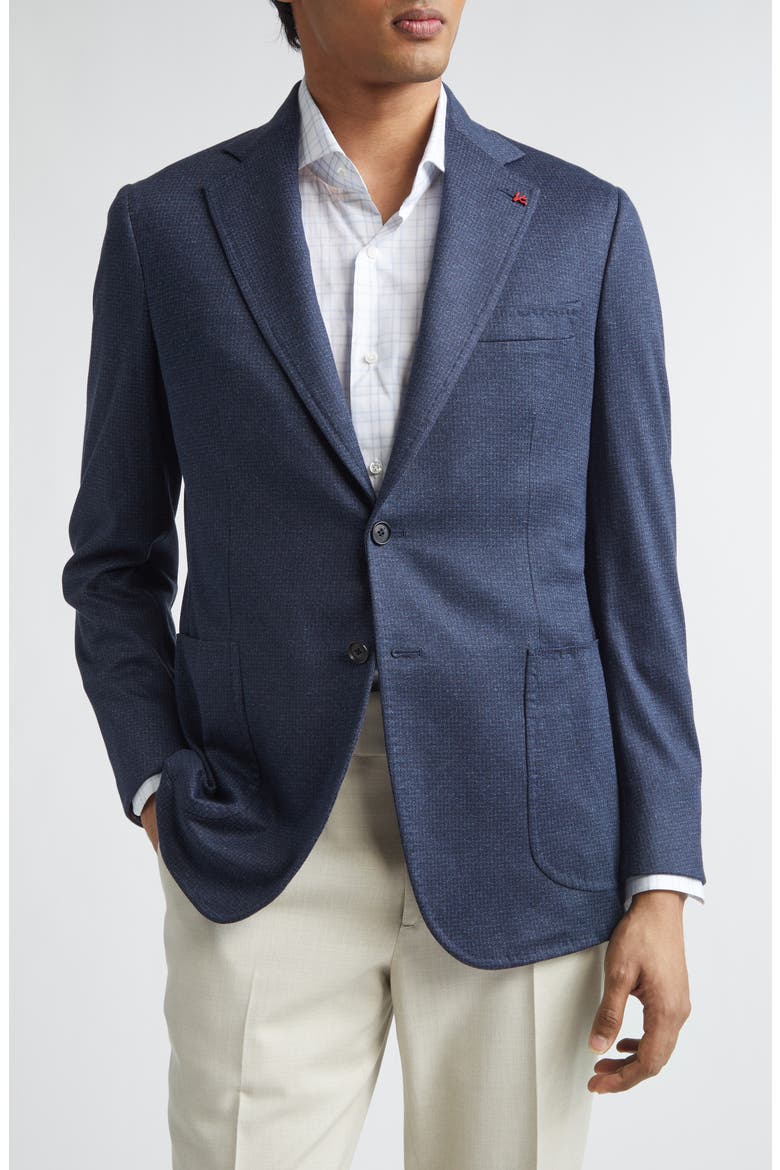 Check Silk & Cotton Sport Coat, Main, color, NAVY 810