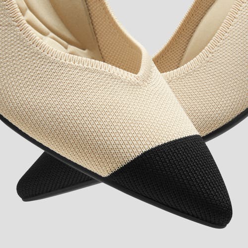 Vivaia Pointed-toe Kitten Heels In Cream Ivory & Black
