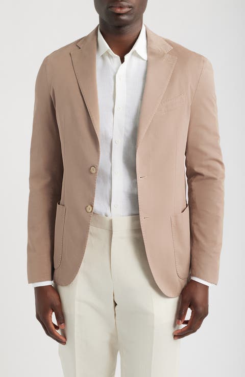 Solid Washed Cotton & Silk Blend Sport Coat