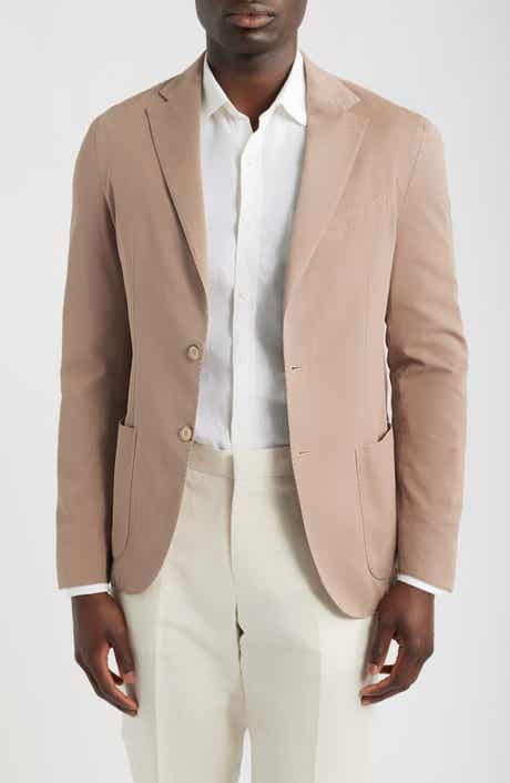 Solid Washed Cotton & Silk Blend Sport Coat