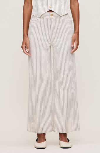Hepburn Stripe High Waist Ankle Wide Leg Jeans