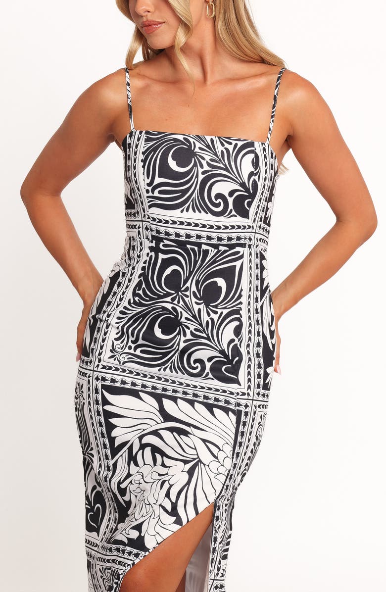 Petal & Pup Riley Printed Linen Blend Midi Sundress, Alternate, color, Black