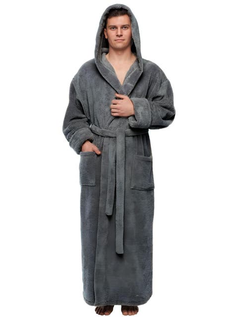 Men's Hooded Long Fleece Robe