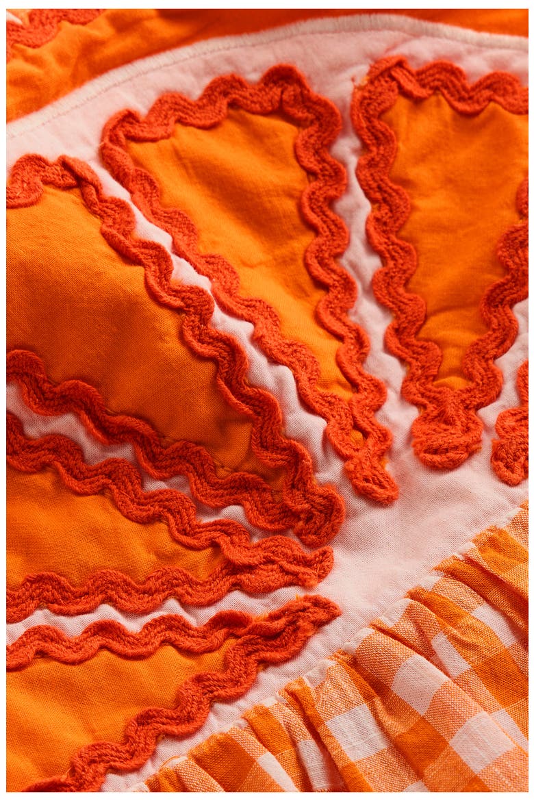 Kids' Novelty Fruit Strappy Gingham Babydoll Top, Alternate, color, ORANGE/ IVORY GINGHAM