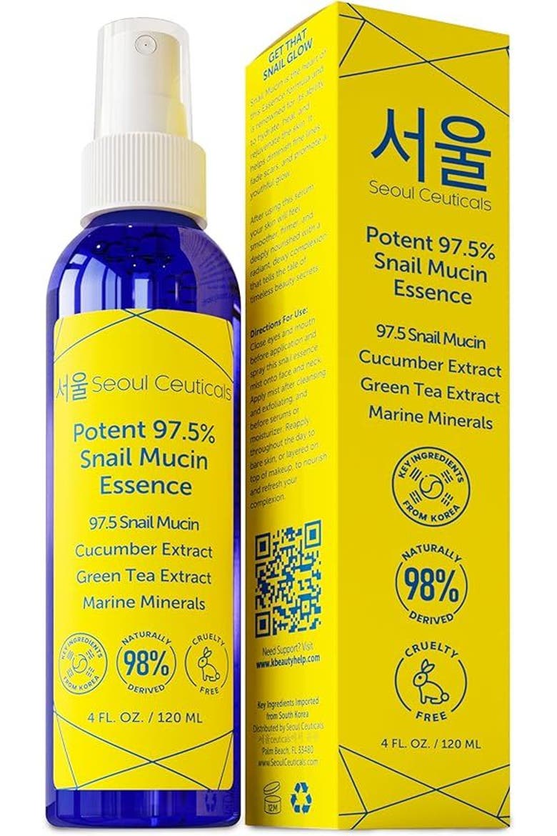 Korean Skincare Potent 97.5% Snail Mucin Essence, Main, color, Clear