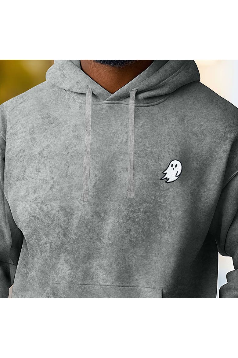 Ghost Embroidered Washed Hoodie, Alternate, color, Gray
