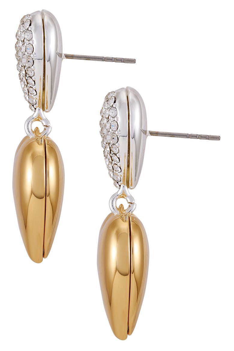Two-Tone Heart Drop Earrings, Alternate, color, TWO TONE