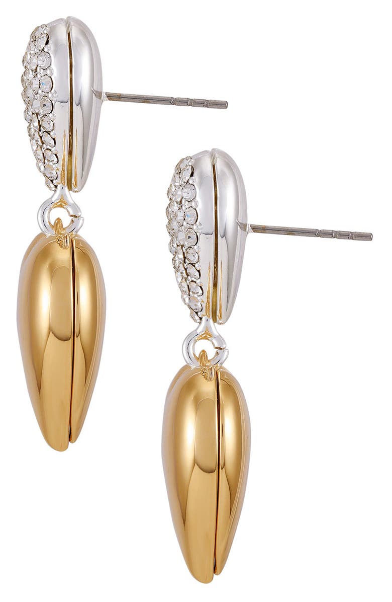 GUESS Two-Tone Heart Drop Earrings, Alternate, color, Two Tone