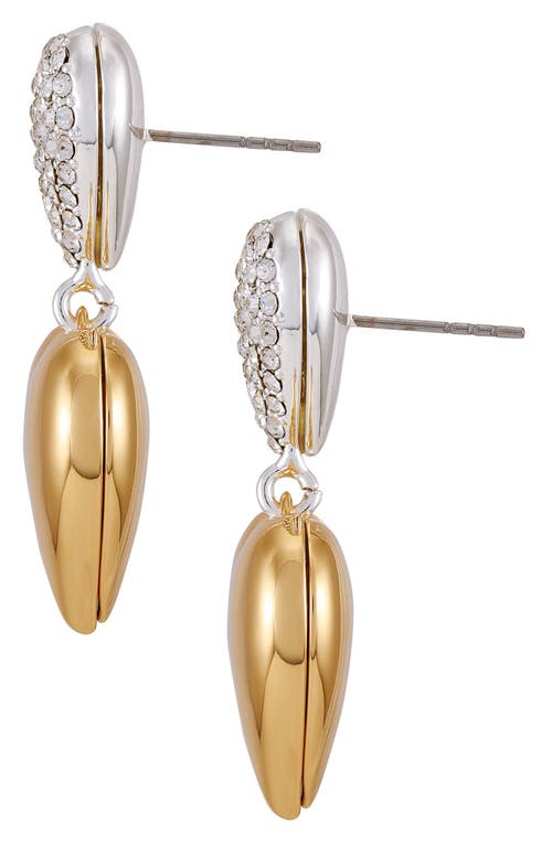 Guess Two-tone Heart Drop Earrings In Multi