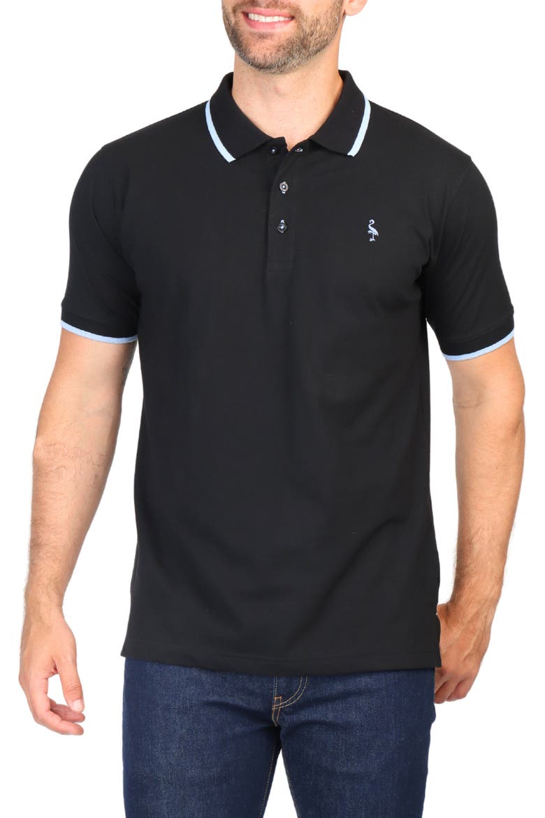 Micro Tipped Jersey Knit Polo, Main, color, BLACK