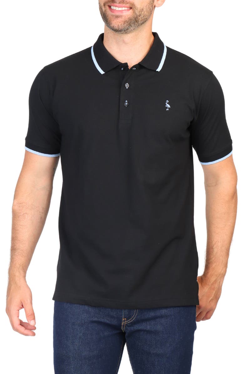 TailorByrd Micro Tipped Jersey Knit Polo, Main, color, Black