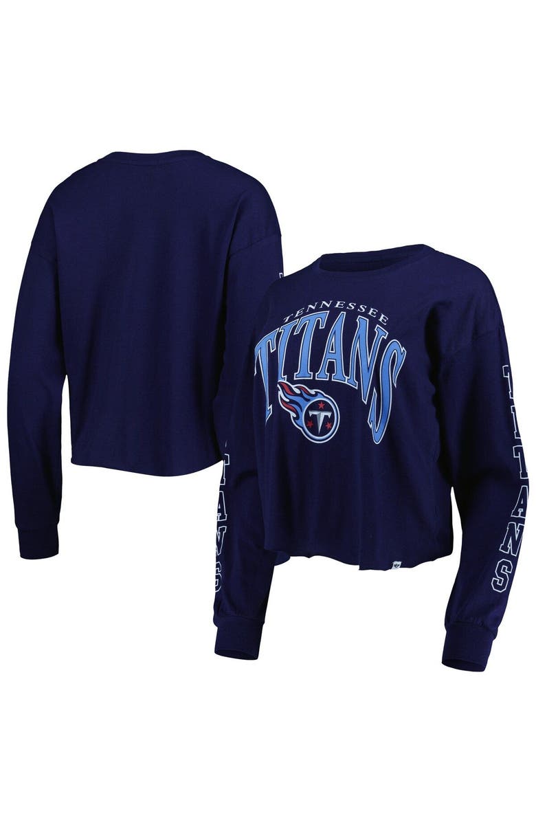 '47 Women's '47 Navy Tennessee Titans Skyler Parkway Cropped Long Sleeve T-Shirt, Main, color, Navy