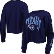 '47 Women's '47 Navy Tennessee Titans Skyler Parkway Cropped Long Sleeve T-Shirt