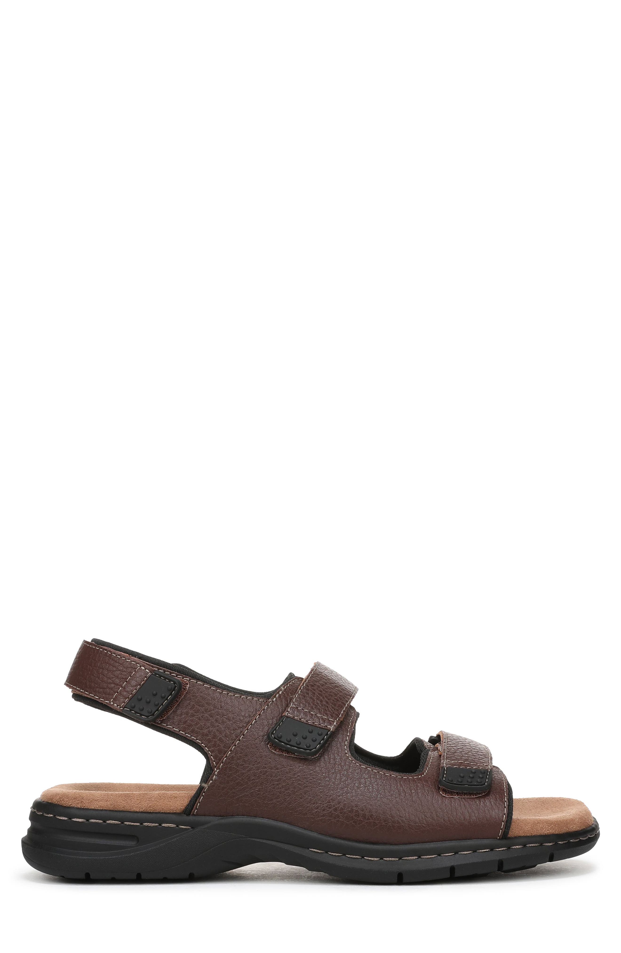 Gavin Hook-and-Loop Sandal - Wide Width Available, Alternate, color, BRIAR BROWN LEATHER