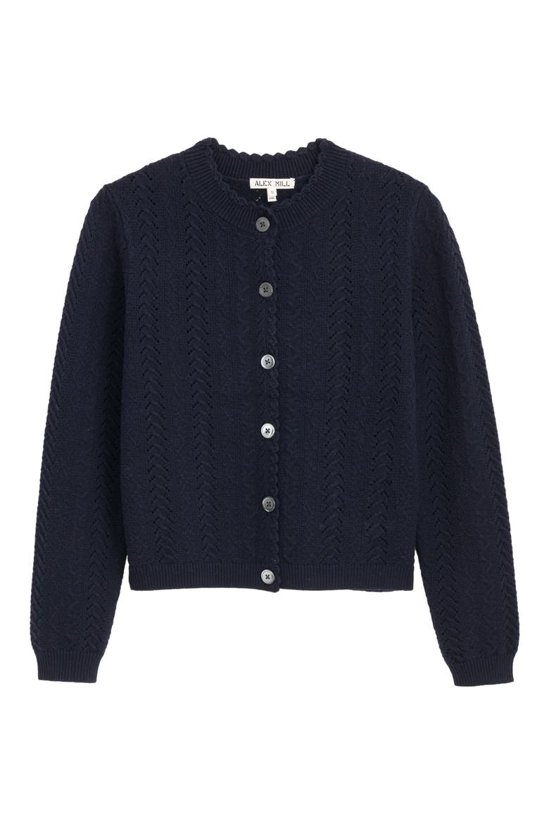 Annalise Pointelle Cardigan, Alternate, color, NAVY