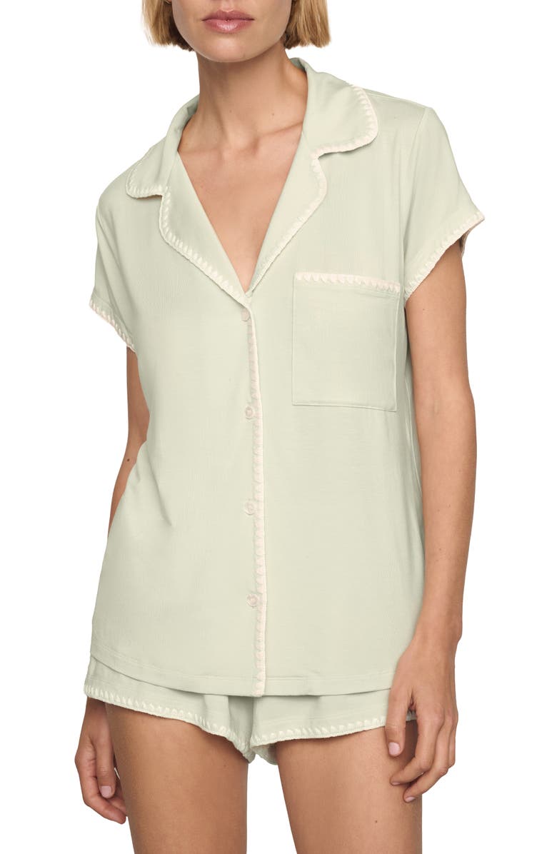 Eberjey Frida Short Pajamas, Main, color, Mint Cream/ Ivory